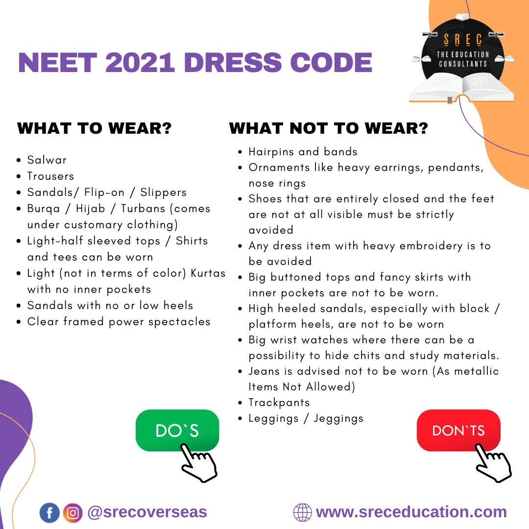 DRESS CODE FOR NEET 2021